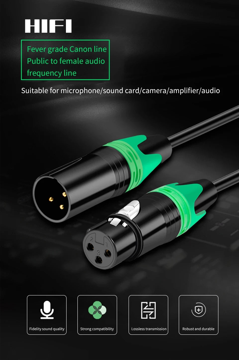 XLR Male to Female Cable for Professional Audio Extension - Smarsty