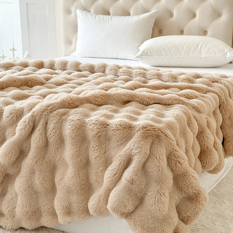 Double-Layer Rabbit Fur Blanket for Comfortable Summer Use - Smarsty