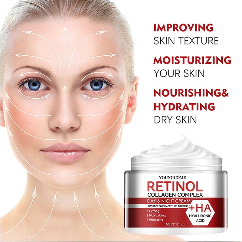 Retinol Collagen Facial Care Moisturizing Cream Deep Hydration Suitable for dry Aging Face Cream Moisturizing Skin Repair - Smarsty