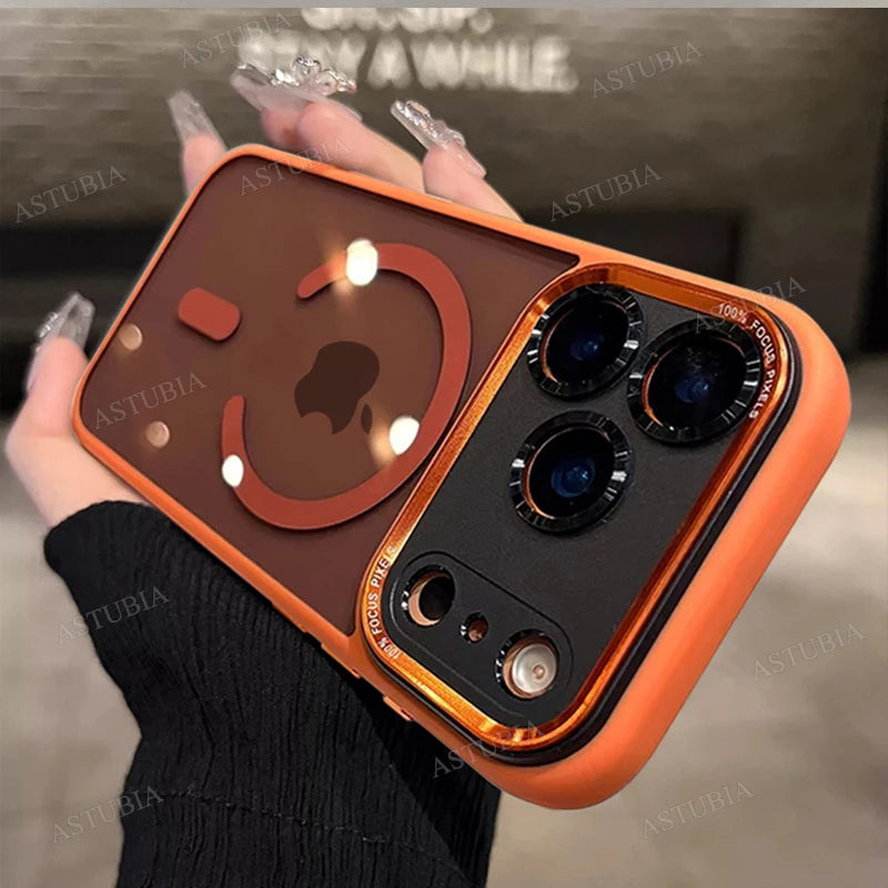 Luxury Magnetic Metal Lens Bumper Protection Case For iPhone 14 13 12 11 Pro Max Plus Magsafe Acrylic Clear Cover by Smarsty