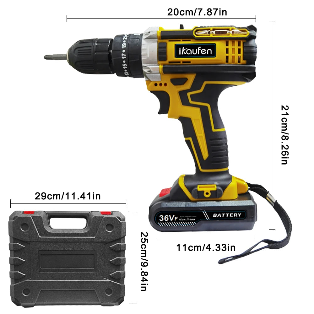 Multifunctional 21V rechargeable impact drill lithium battery cross-border flashlight gun drill electric screwdriver electric dr