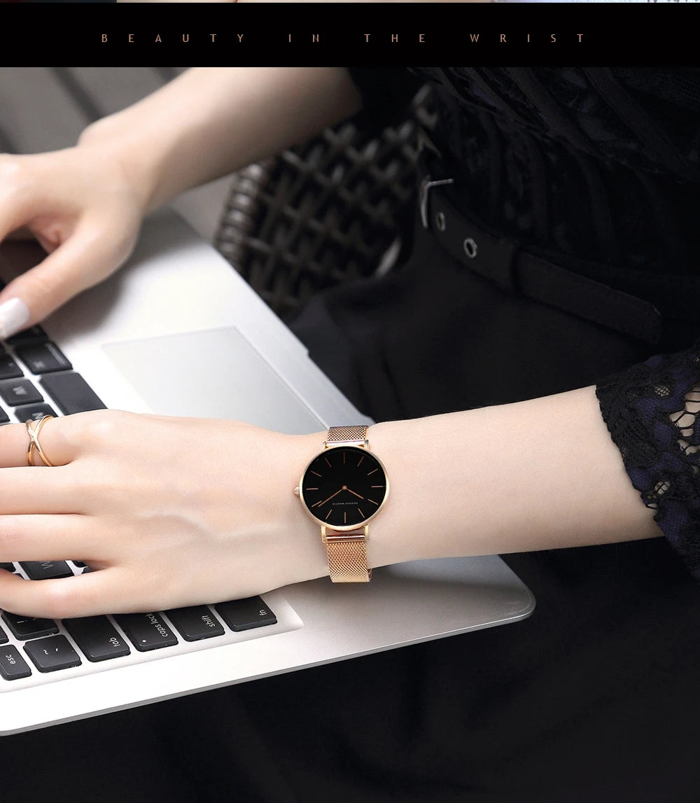 Rose Gold Women's Bracelet Watch with Japan Quartz Movement - Smarsty