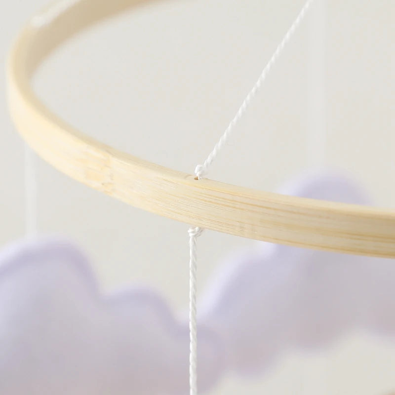 Wooden Crib Mobile Baby Bed Bell Rattle Toy Soft Felt Cartoon Bear Mobile Hanging Newborn Music Box Bed Bell Hanging Bracket Toy by Smarsty