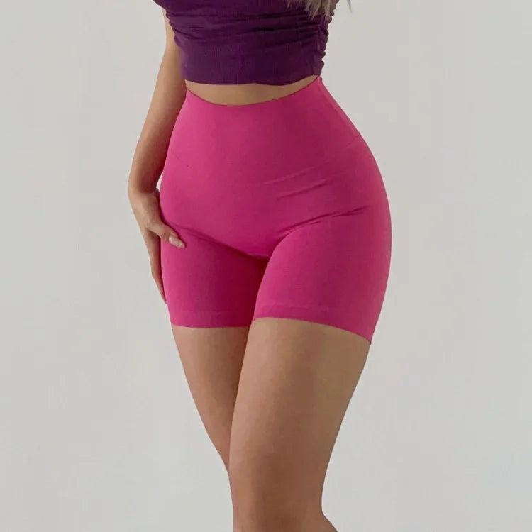 GymHUB Hip lifting fitness yoga shorts three-quarter pants female high-waisted peach nude running sports quick-drying anti - Smarsty