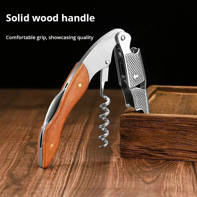 Stainless Steel Wine Corkscrew With Wood Handle - Smarsty