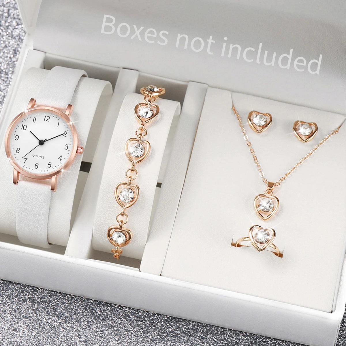 Fashion Women's Quartz Watch with Leather Band and Diamonds - Smarsty