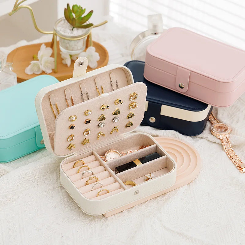 Portable Leather Jewelry Storage Box Travel Organizer - Smarsty