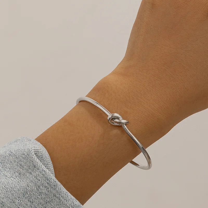 Vintage Stainless Steel Woven Twist Bracelet for Women - Smarsty