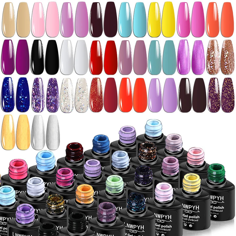 LNWPYH 26 Color Gel Nail Polish Set with Base and Top Coat - Smarsty