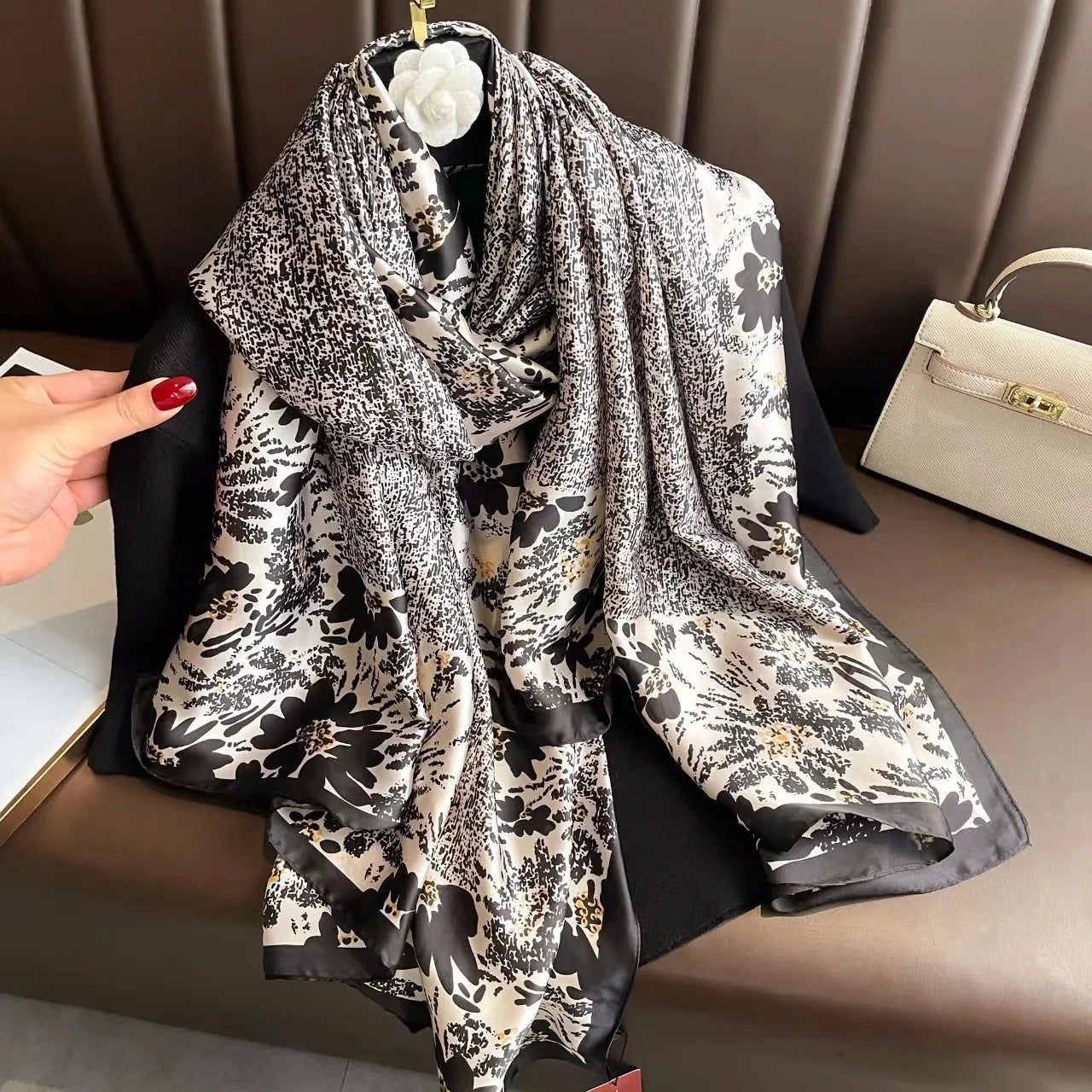 Large Silk Scarf for Women Soft Stylish Summer Wrap - Smarsty
