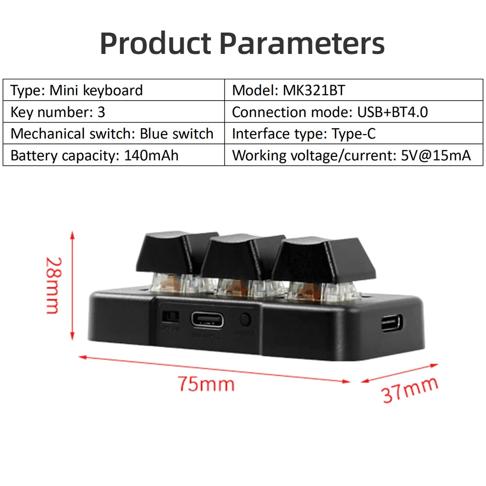 Mini Bluetooth Mechanical Keyboard Dual Mode USB Wireless
