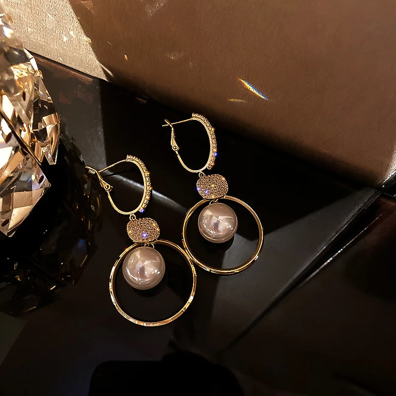 Pearl Drop Earrings For Women Fashion Trend Jewelry - Smarsty