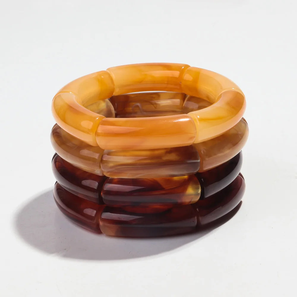 Trendy 4 Piece Set of Handmade Acrylic Bead Bracelets - Smarsty
