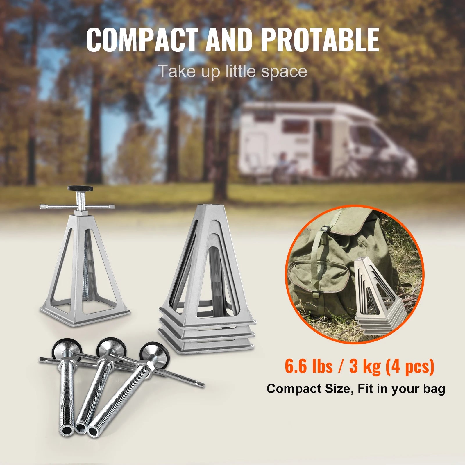 SucceBuy 4 Pack RV Stabilizer Jack 6000 Lbs Aluminum RV Leveling Jack Stack Jacks for RV Travel Trailer Camper Single Screw Jack