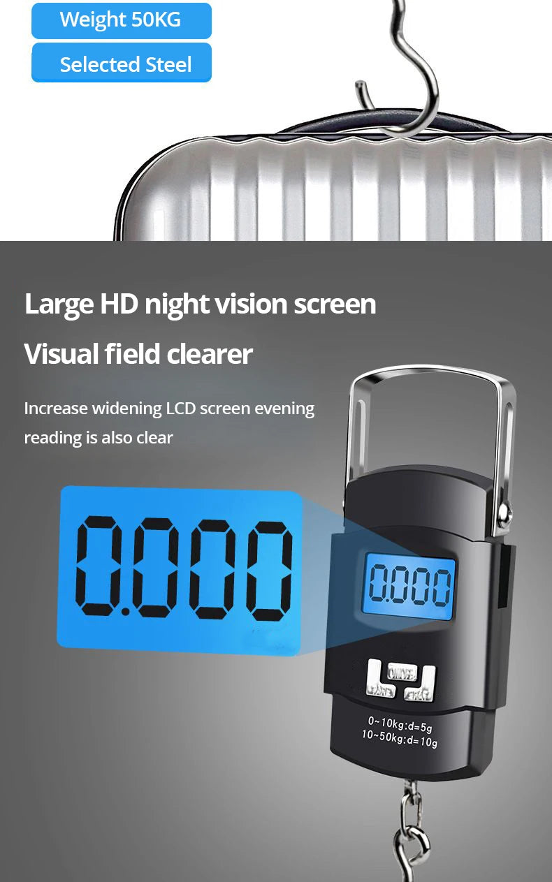 Portable 50kg Luggage Scale with LCD Display - Smarsty