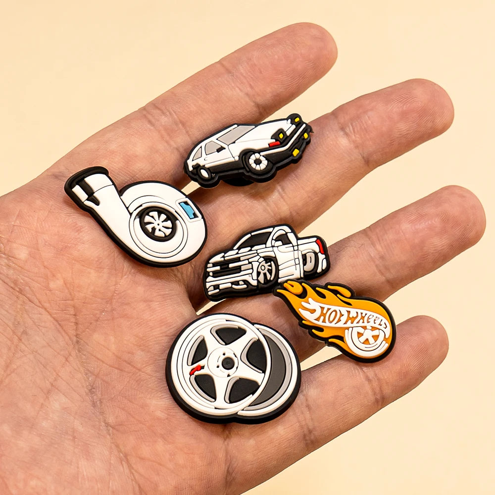 1-20pcs Car Shoe Charms Cool Vehicle Shoe Accessories Cartoon Decorations Pins for Men Boys Kids DIY Clog Buckle Garden Sandal