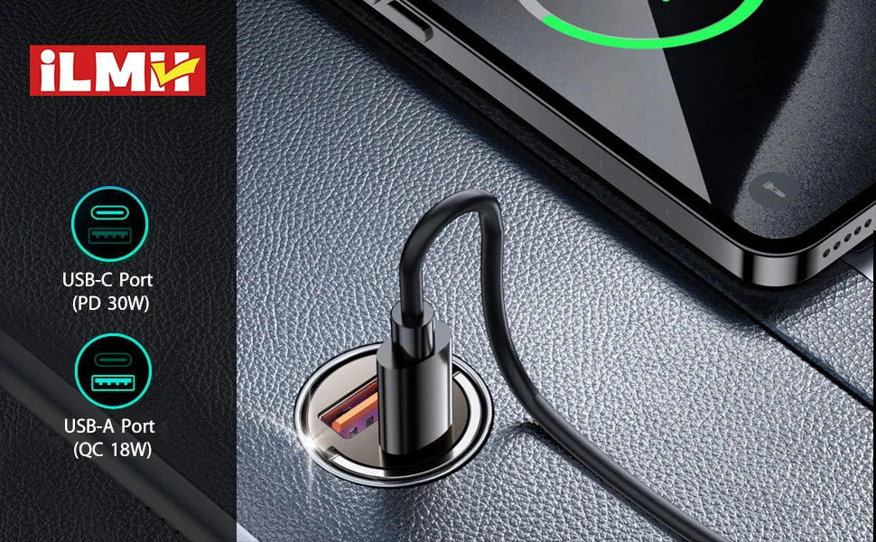 250W 5-in-1 PD QC3.0 Car Charger Fast Charging USB C for IPhone,Samsung Galaxy, IPad Pro, Multi-Port Cigarette Lighter Adapter - Smarsty