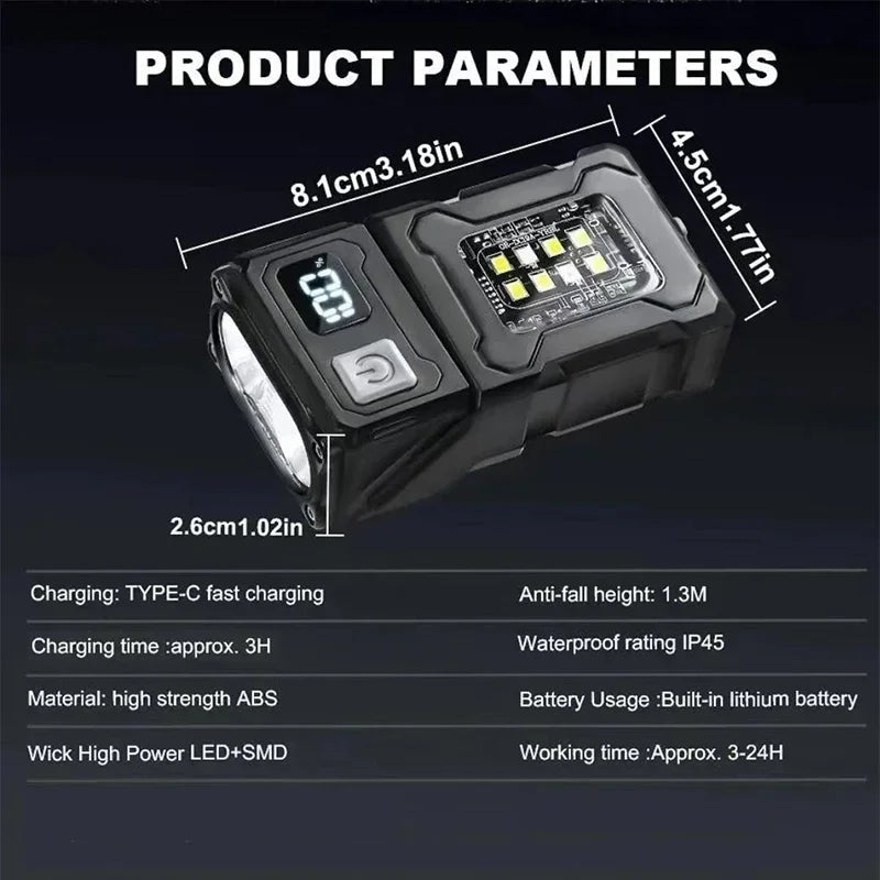 2/1Pcs Portable Flashlight Super Bright MINI USB Rechargeable LED Tail MagnetTorch with COB Emergency Light for Camping Hiking by Smarsty