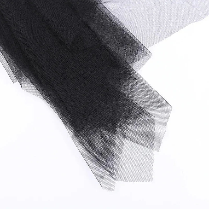 Sexy Net Yarn High-Waisted Irregular Skirt for Women Summer New European and American Gothic Style Versatile Casual Skirts - Smarsty