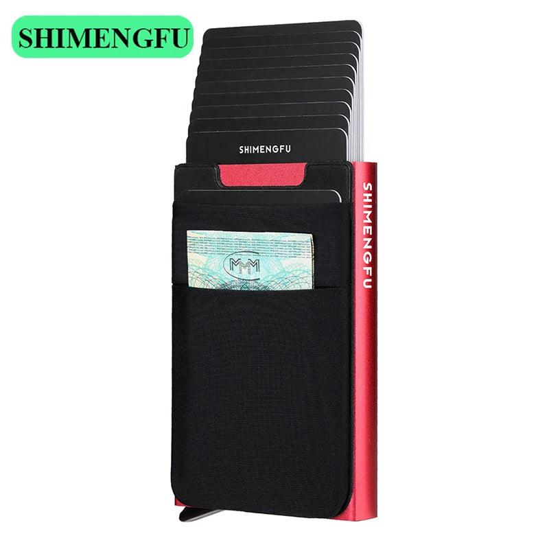 Pop-Up Card Holder RFID Protection Slim Aluminum Men Wallet Elasticity Back Pouch ID Credit Case Travel Cardholder Women Purse - Smarsty