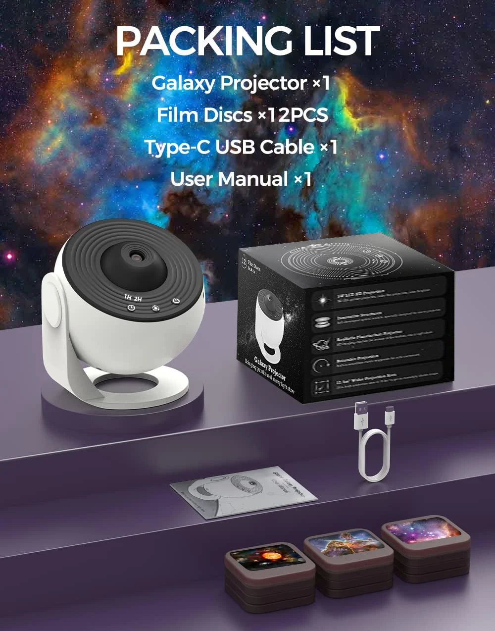 Galaxy Projector Night Light for Kids Room Decor - Smarsty