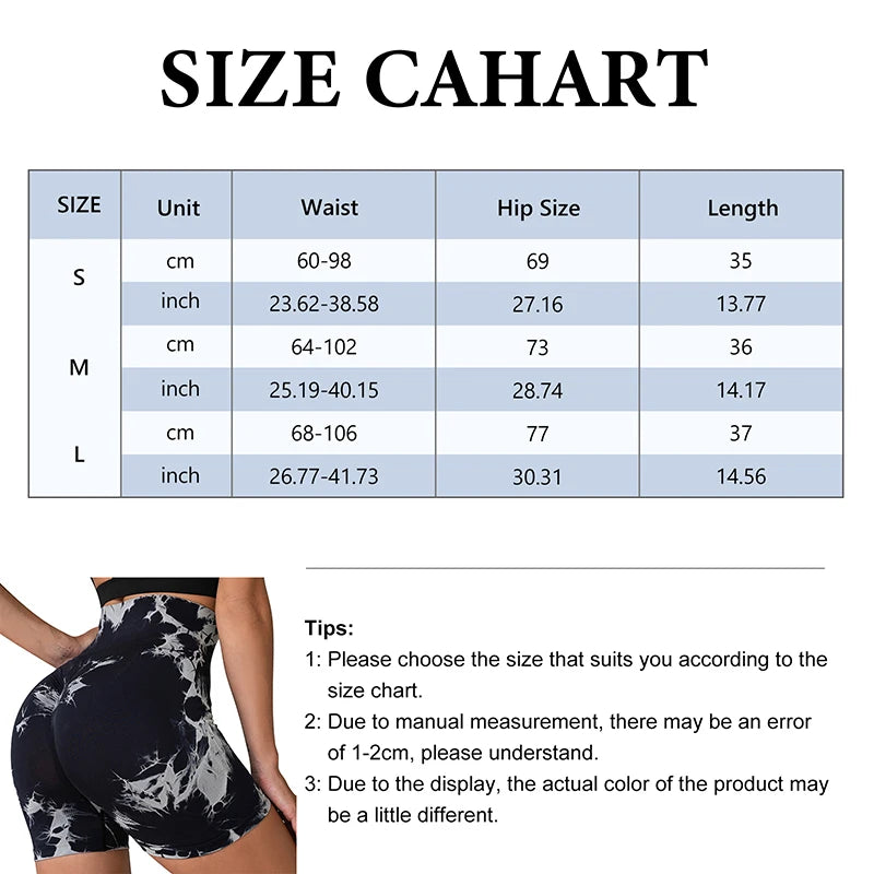 Tie-Dye Yoga Shorts for Women High Elastic Gym Shorts Push Up Sports Shorts Running Workout Fitness Women Short Sports Leggings - Smarsty