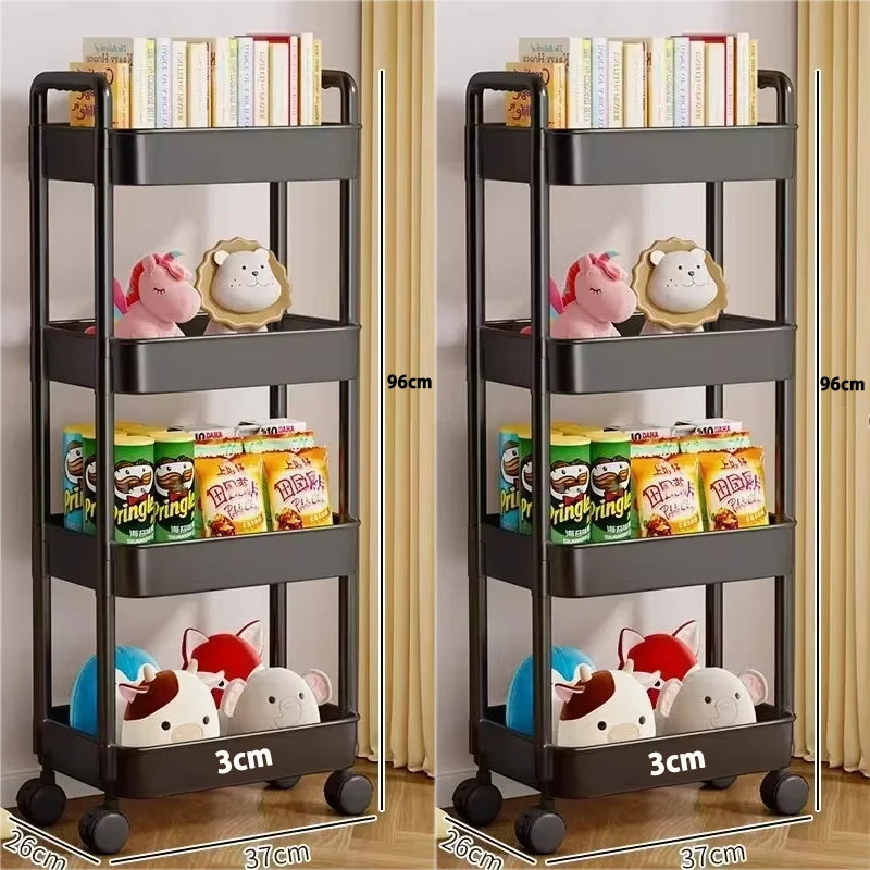 Bookshelf Storage Trolley Mobile Kitchen Organizer Cart With Wheels Multi-Layer Bathroom Shelves Household Snacks Storage Rack by Smarsty