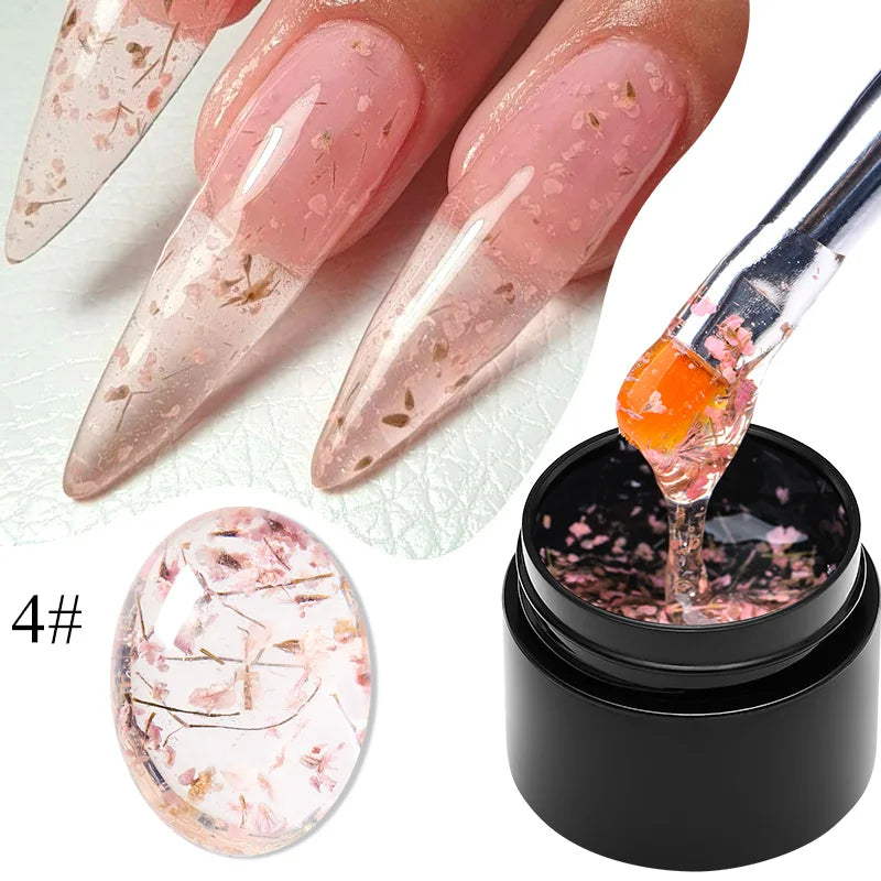 Pink Dried Flower Gel Nail Polish for Fairy Nail Art - Smarsty