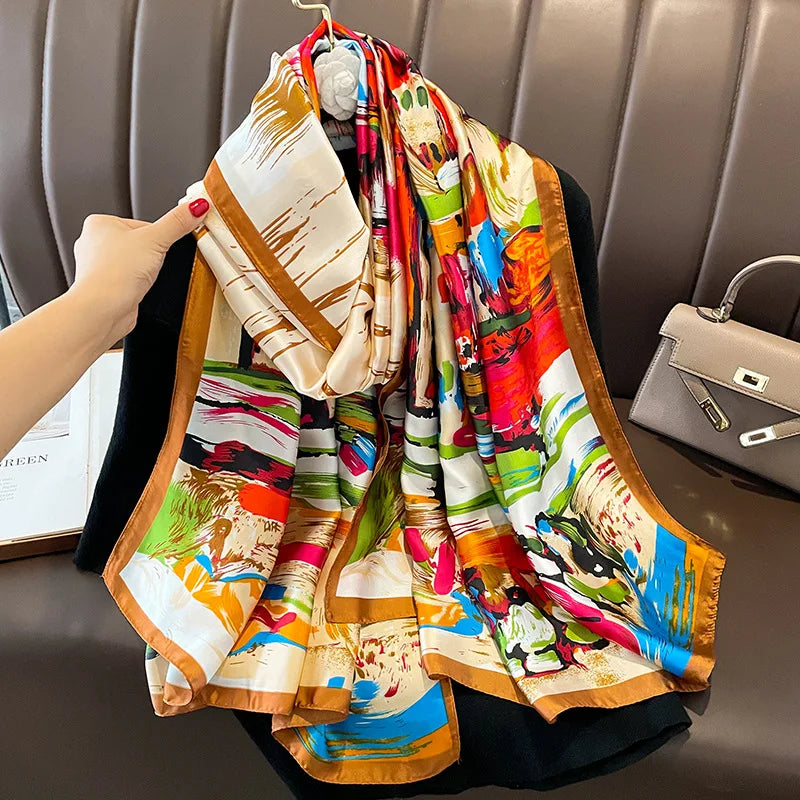 Large Silk Scarf for Women Soft Stylish Summer Wrap - Smarsty