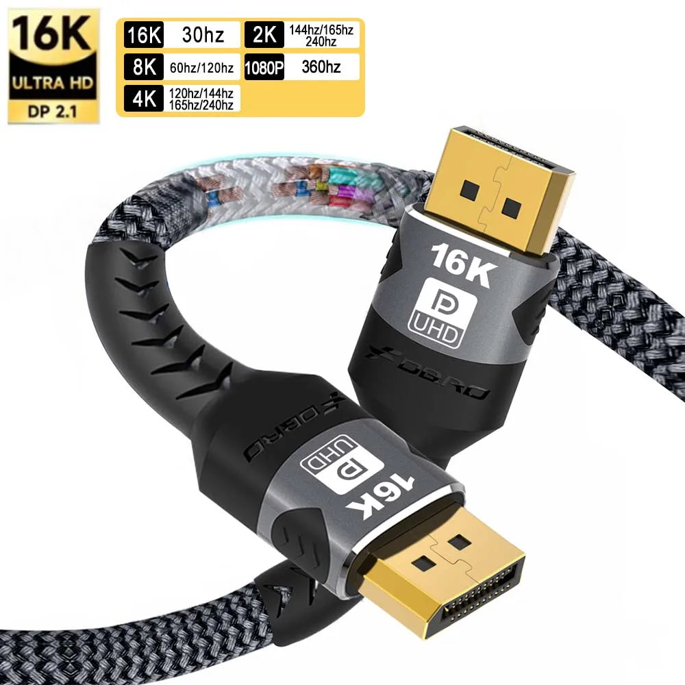 16K DisplayPort 2.1 Cable for High-Speed Gaming - Smarsty