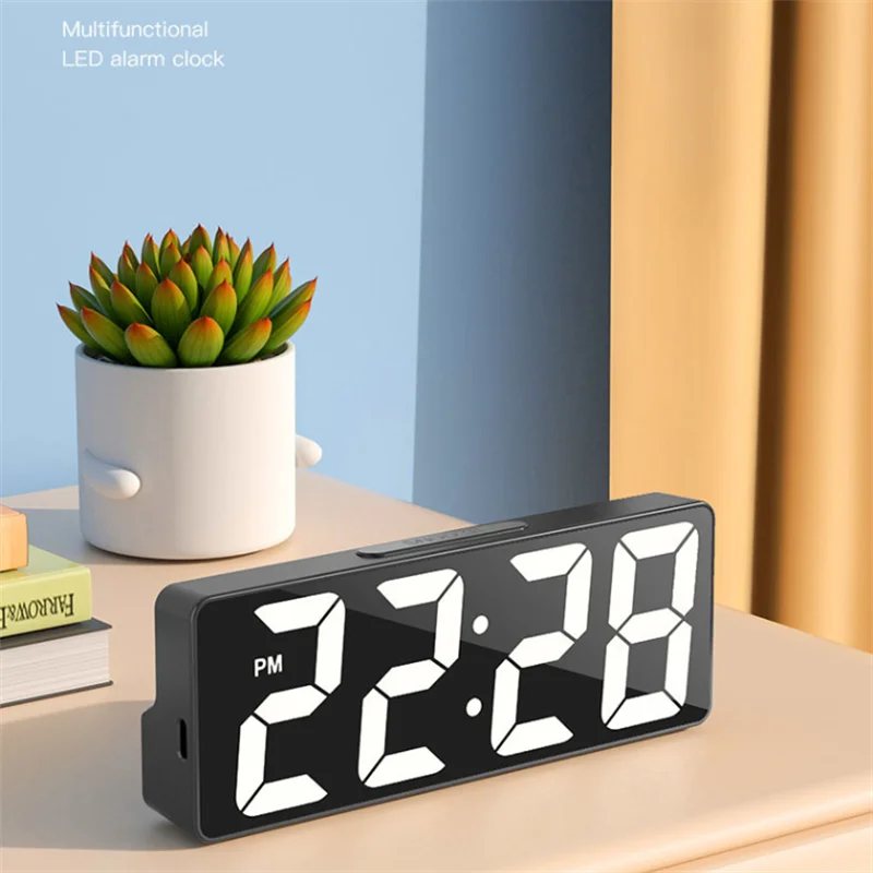LED Digital Alarm Clock with Adjustable Brightness and Temperature Display - Smarsty