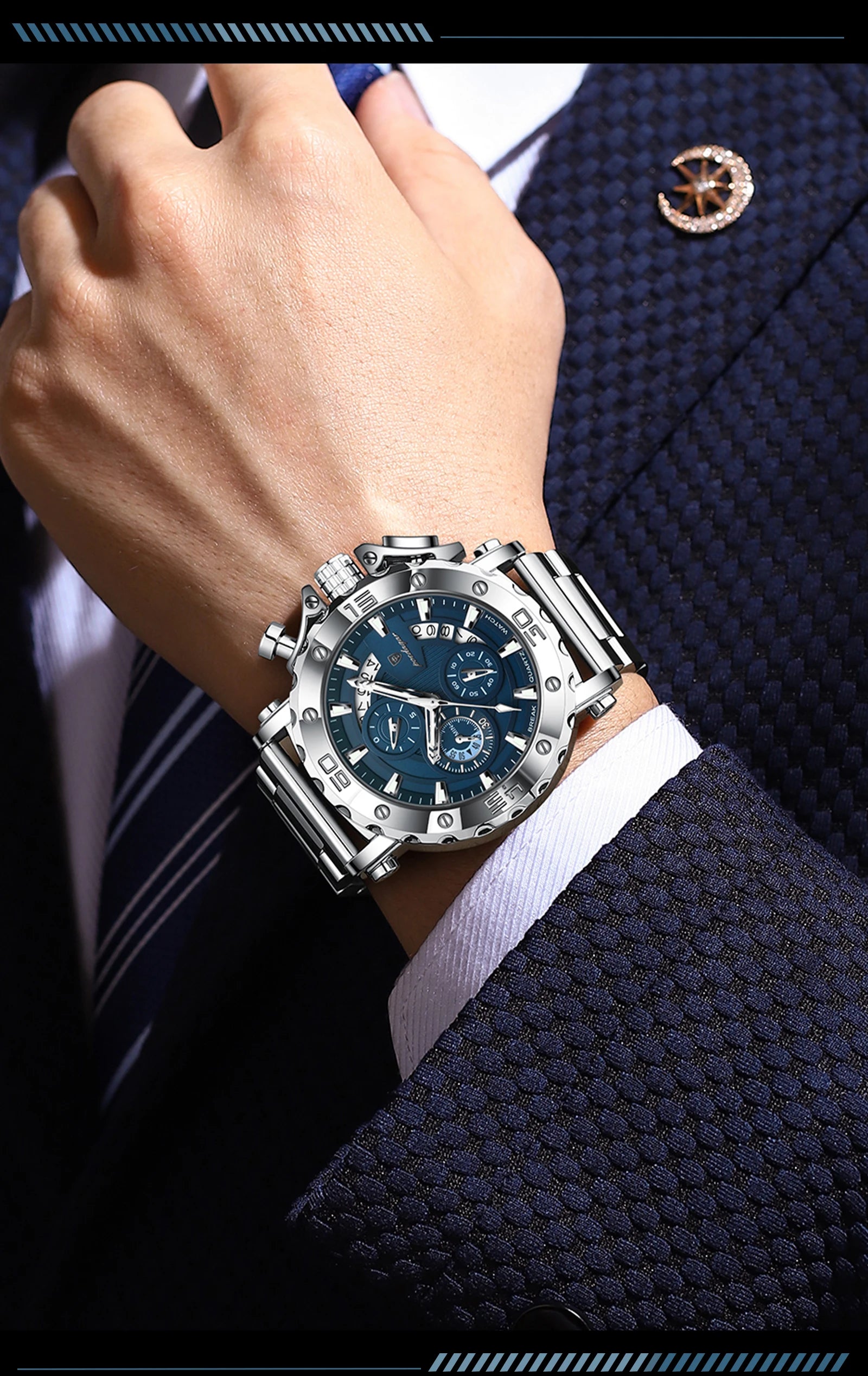 Luxury Waterproof Men's Chronograph Watch with Calendar - Smarsty