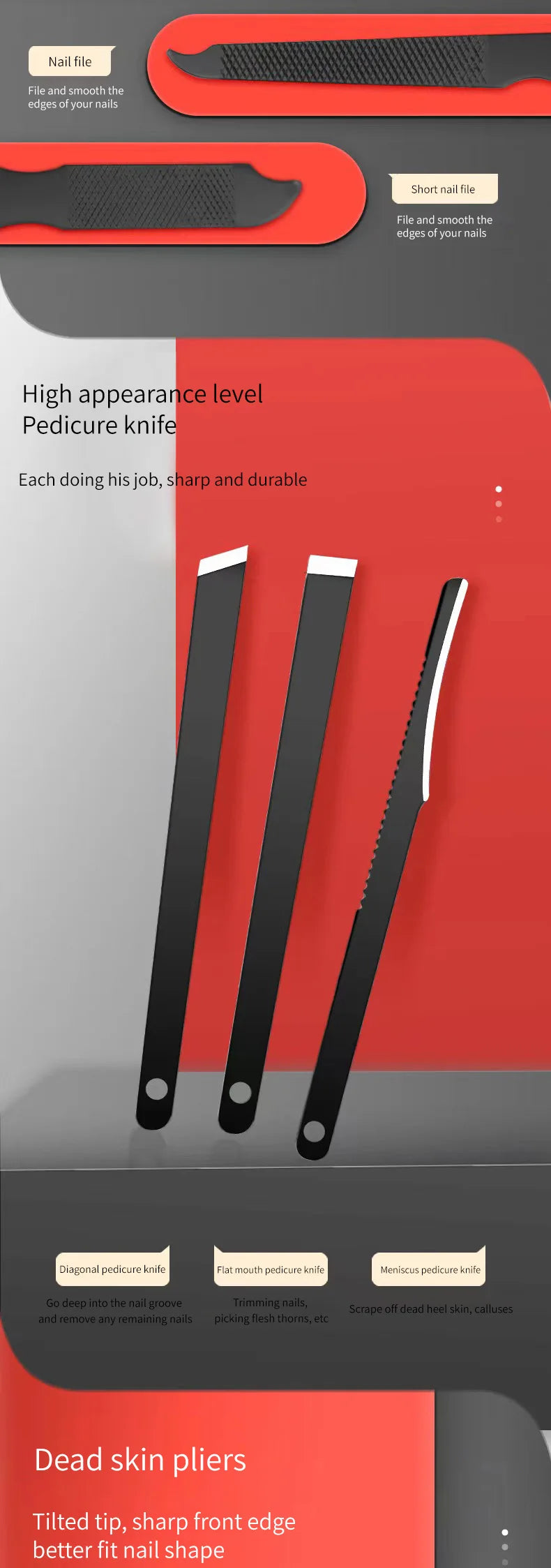Convenient Black and Red Nail Clipper Set - Smarsty