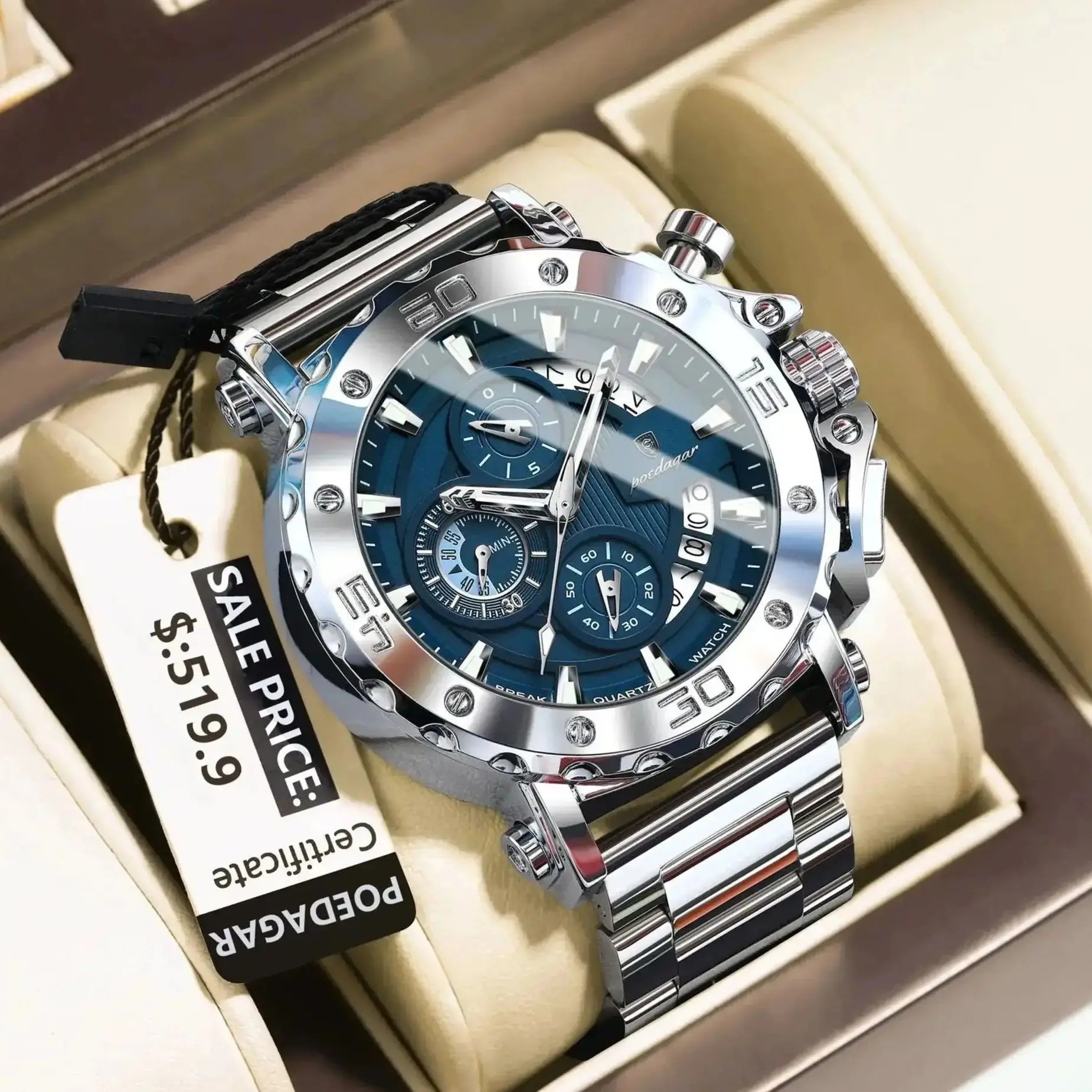 Luxury Waterproof Men's Chronograph Watch with Calendar - Smarsty
