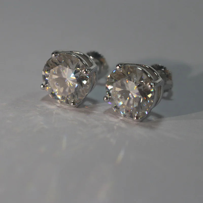 Moissanite Studs 0.5 To 2Ct Sterling Silver Screw Back - Smarsty