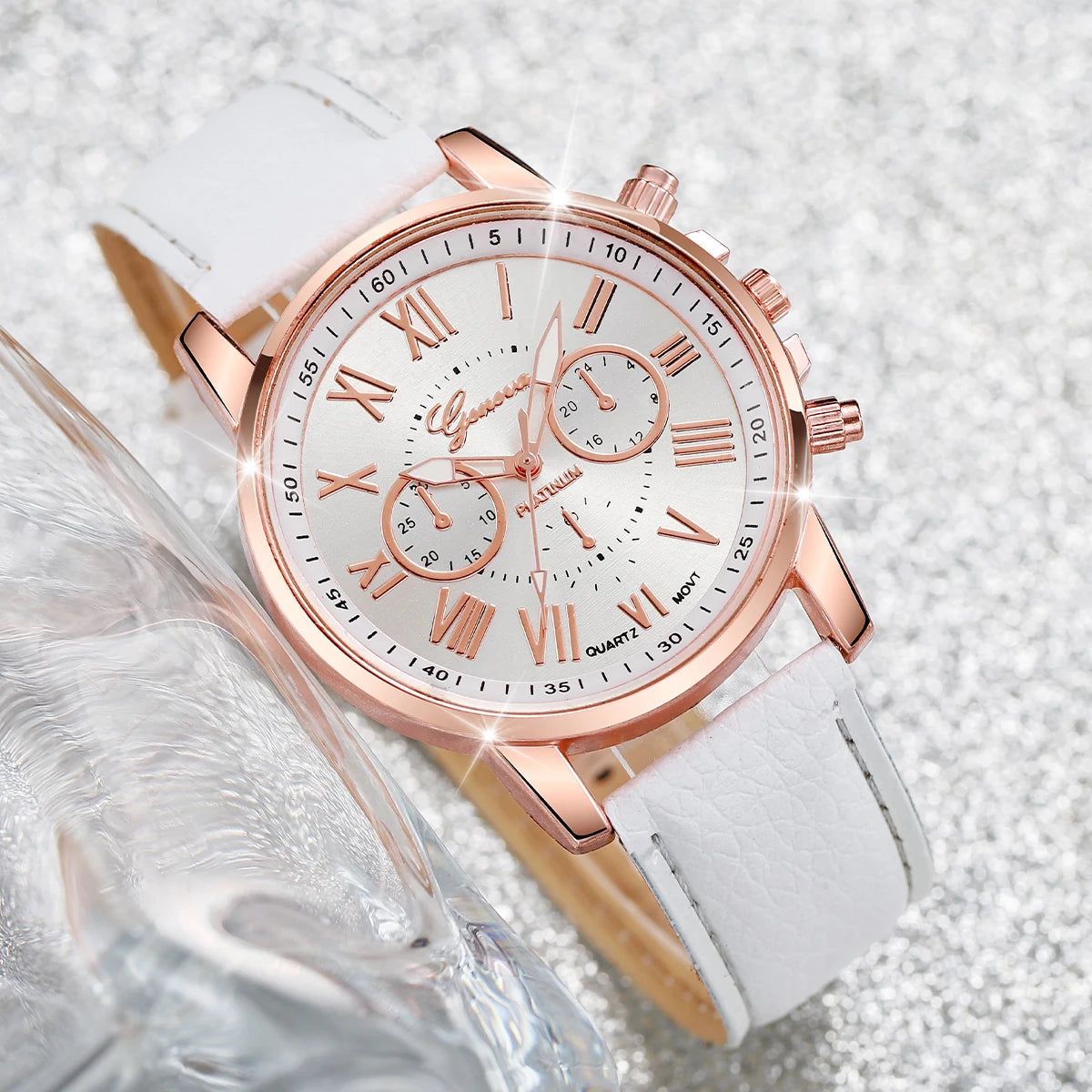 Women's Fashion Quartz Watch Set with Pearls and Leather Band - Smarsty