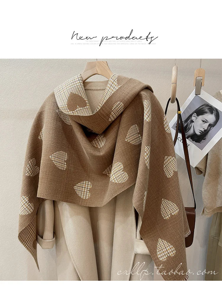 Double Side Cashmere Scarf Warm Thickened Winter Wrap - Smarsty