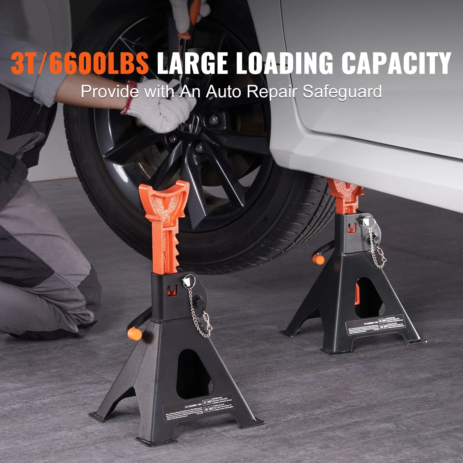 SucceBuy Jack Stands 3/6 Ton Capacity Car Jack Stands Double Locking Adjustable Height for lifting SUV Pickup Truck Car UTV ATV
