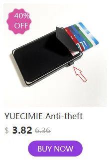 YUECIMIE Slim Aluminum Wallet With Elasticity Back Pouch ID Credit Card Holder Mini RFID Wallet Automatic Pop up Bank Card Case