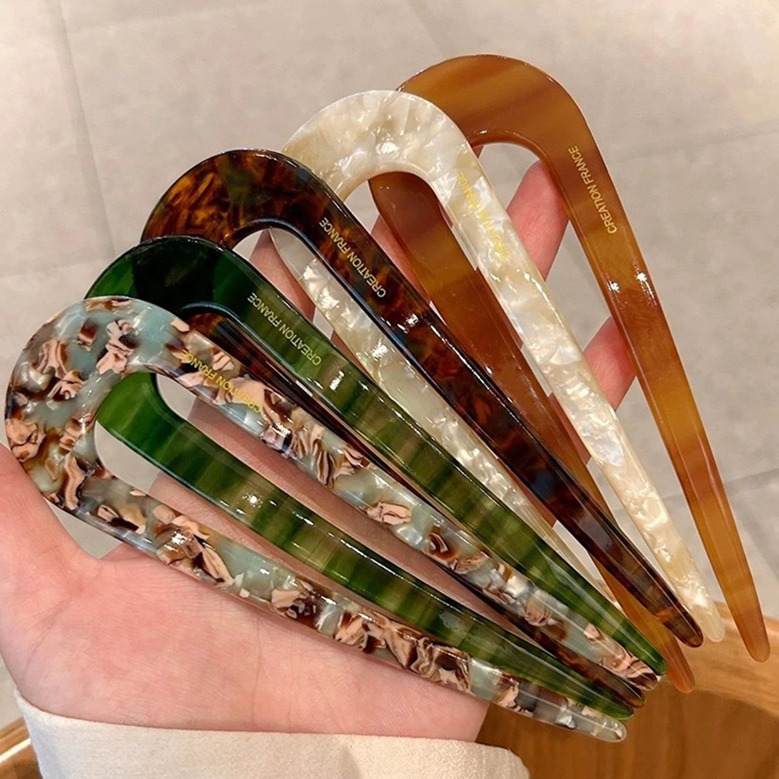 Elegant U-Shaped Hairpin with Mineral Pattern for Women - Smarsty