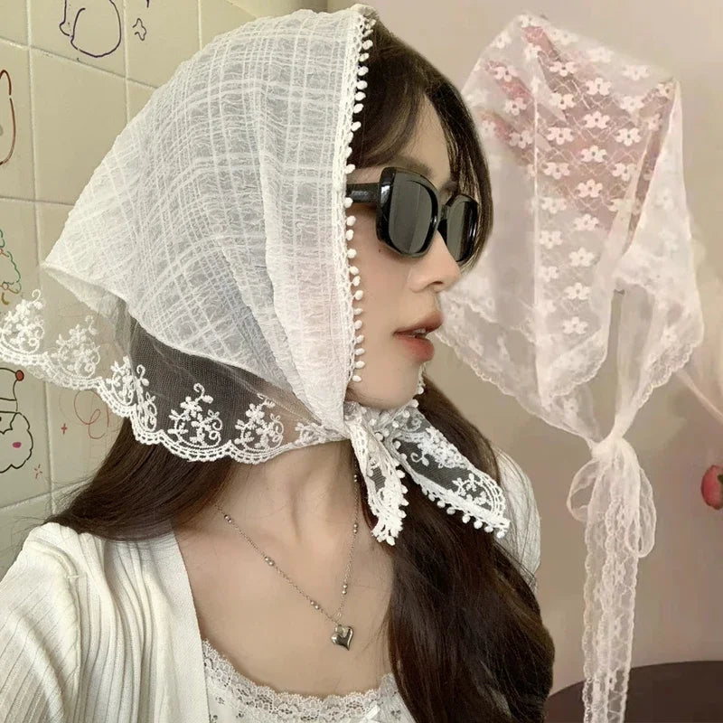 Sweet Flower Hair Scarf Headband Lightweight Summer - Smarsty