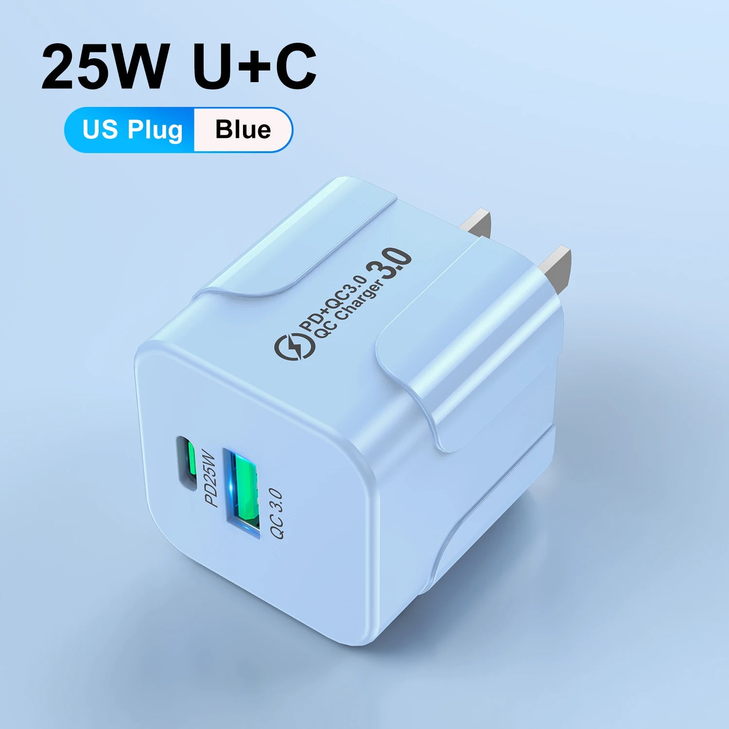 Compact Dual Port USB C Fast Charger 25W Travel Adapter - Smarsty