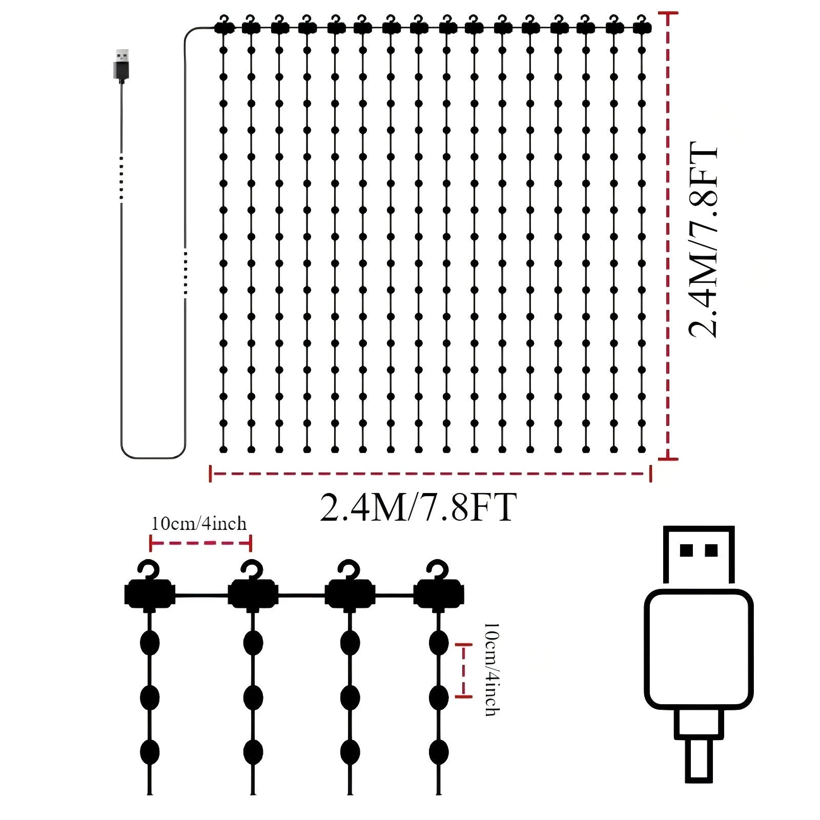 LED Decoration RGB curtain Smart Lights App Controlled String Fairy Lights DIY Pattern and Text Programmable Music Sync Reote