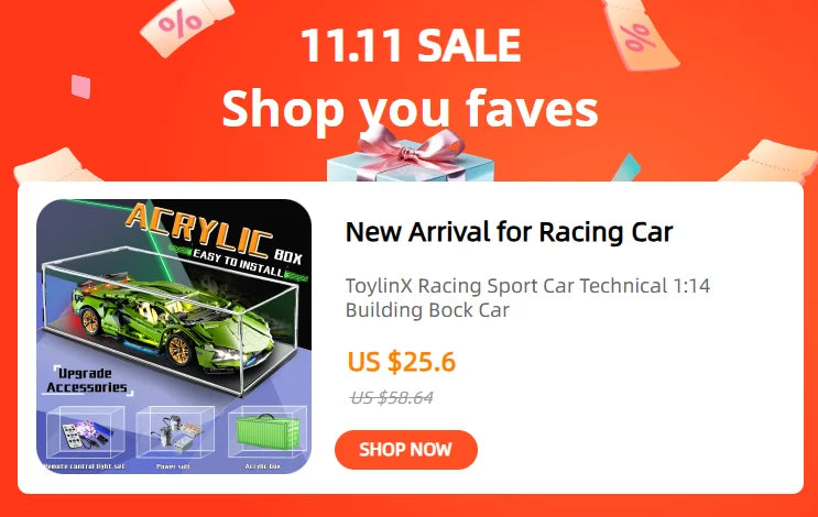 ToylinX Technical Building Blocks Racing Sport Car Speed Vehicle Model City Mechanical Super Bricks Puzzle Toys Adult Gift