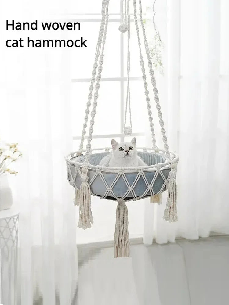 Handwoven Cat Hammock Swing Bed for Cozy Comfort - Smarsty