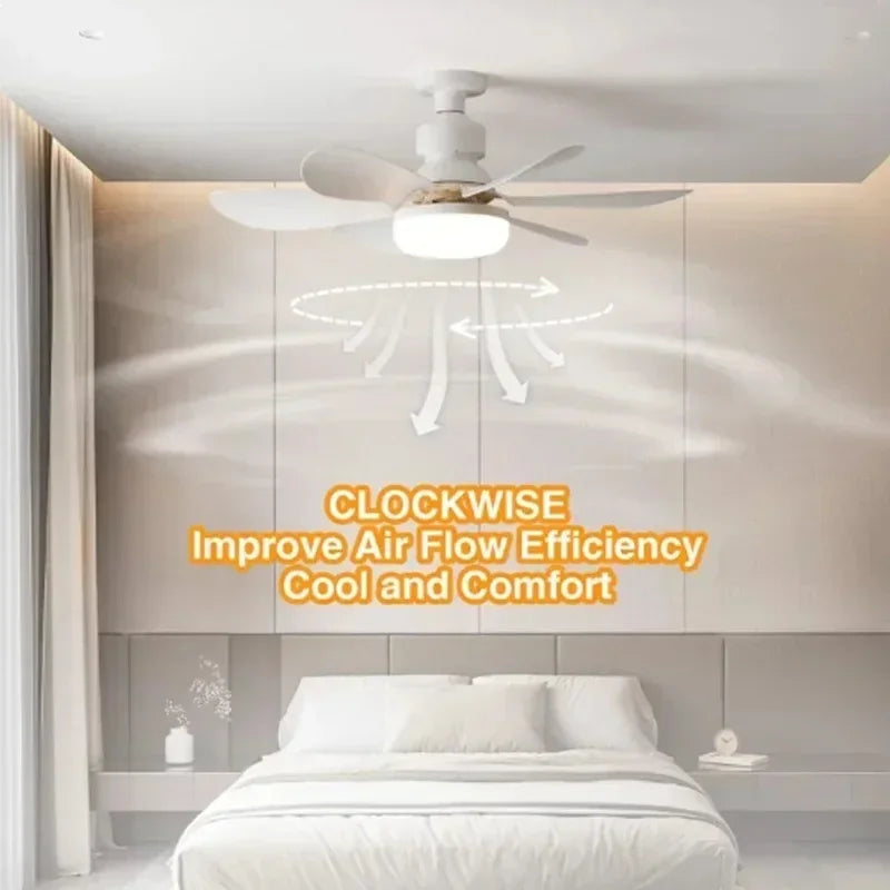Ceiling fan light E27LED40W Strong wind 85-265V silent electric ceiling fan light remote control 85-265V living room kitchen
