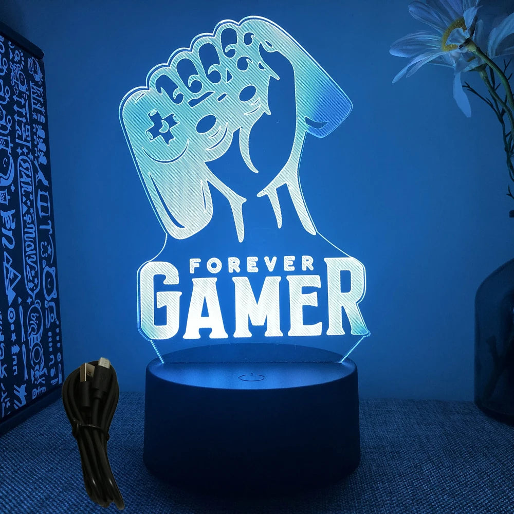 Neon Gamer 3D LED Night Light for Gaming Room - Smarsty