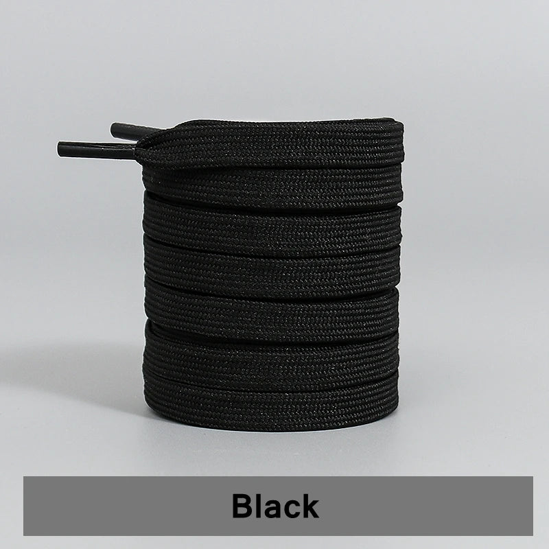 1 Pair Black White Shoe Laces Flat Double Woven Anti-slip Polyester Shoelaces Sports Casual White Shoes Classic Shoelace - Smarsty