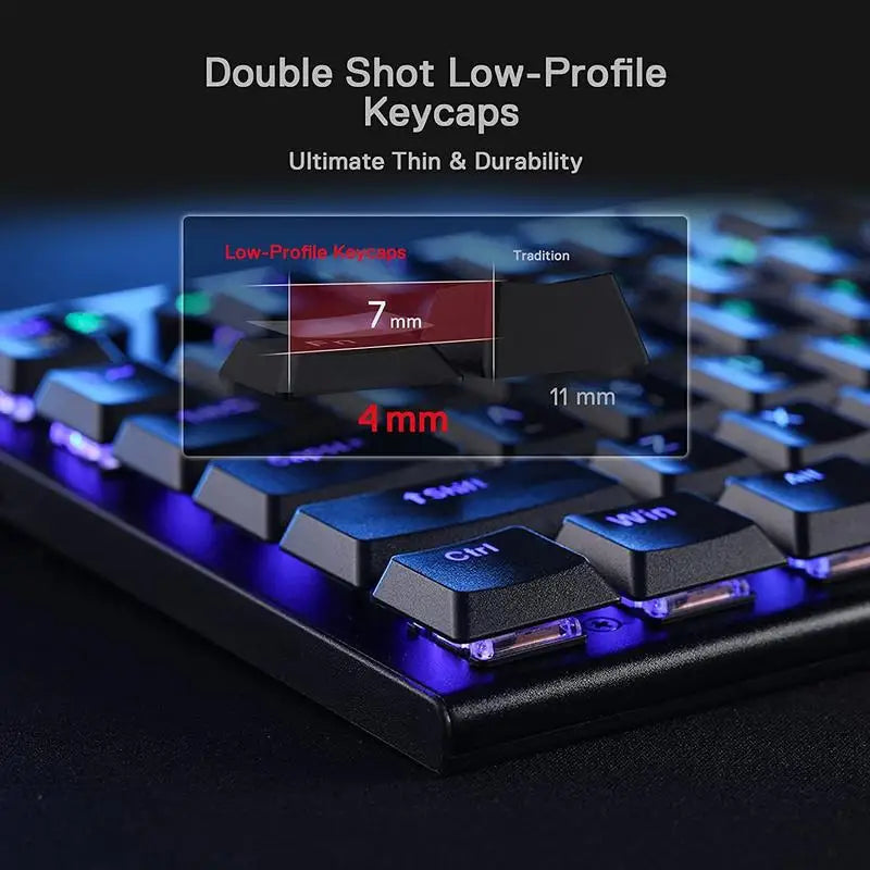 Redragon K618 Horus Wireless RGB Mechanical Keyboard, Bluetooth/2.4Ghz/Wired Tri-Mode Low Profile Gaming Keyboards