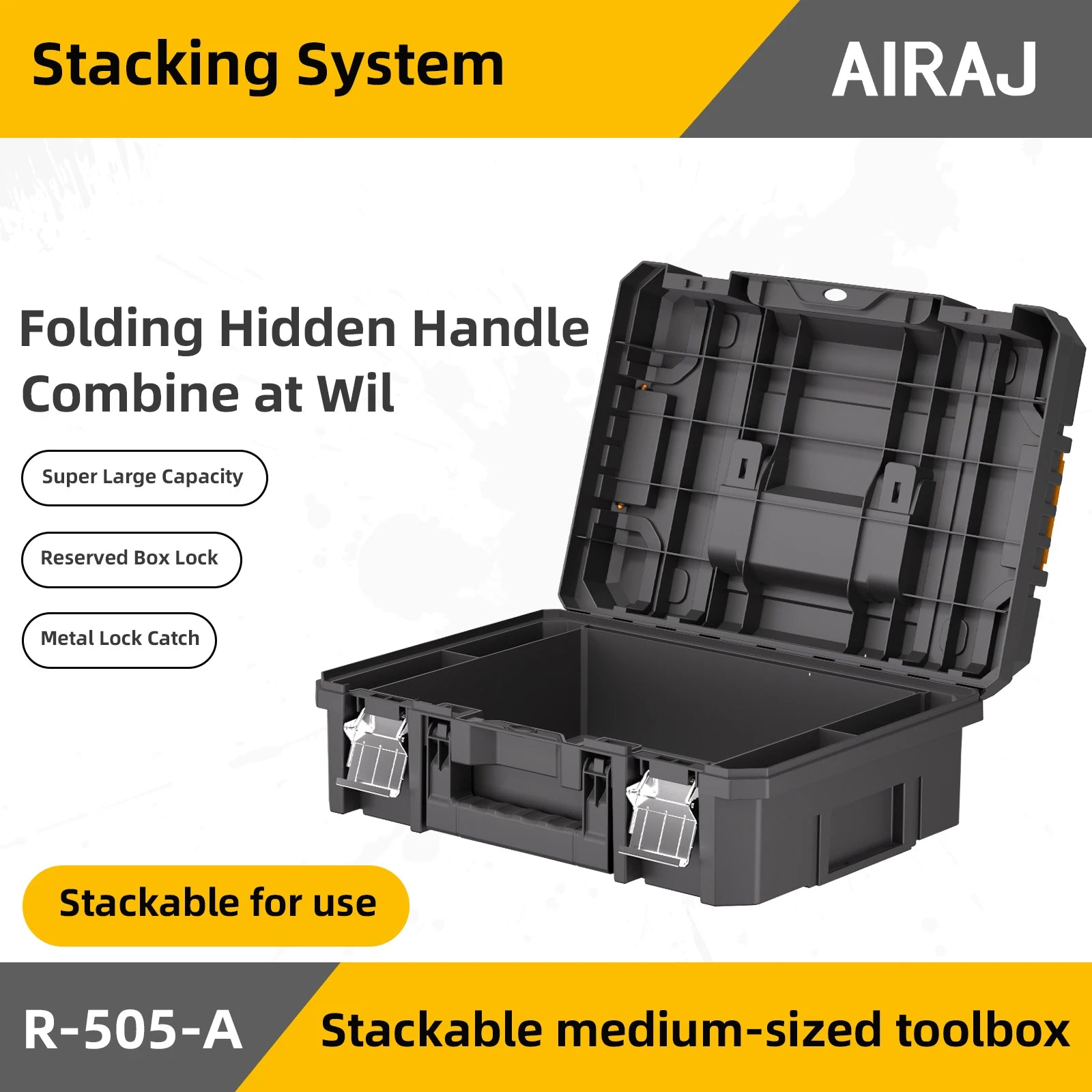 AIRAJ MultiFunctional Tier Stackable Rolling Plastic Portable Folding Tool Storage Box , Suitable for Garage Storage
